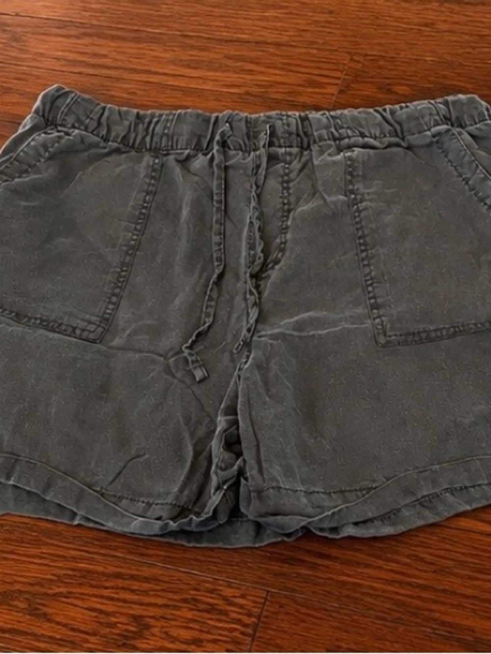 Three Dots Washed Charcoal Drawstring Athletic Shorts